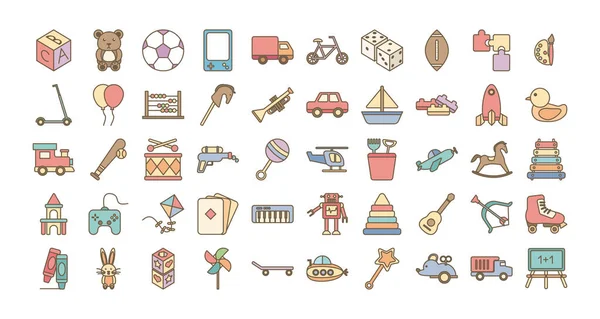 Bundel speelgoed set pictogrammen — Stockvector