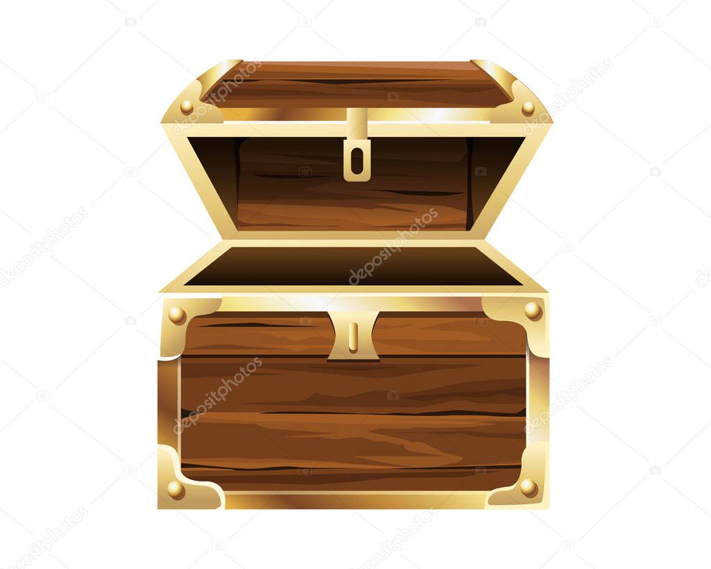 wooden chest antique isolated icon