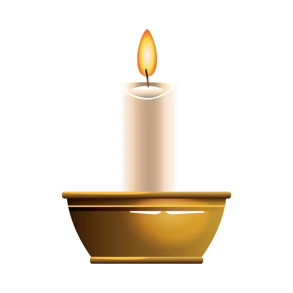 Candle in bowl cartoon isolated in black and white — ストックベクタ