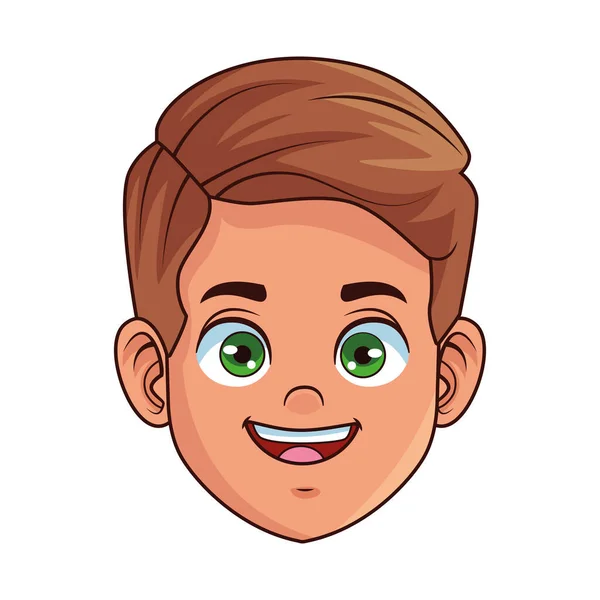 Pequeno menino feliz personagem avatar cabeça — Vetor de Stock