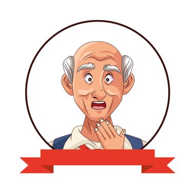 old grandfather character with ribbon frame clipart