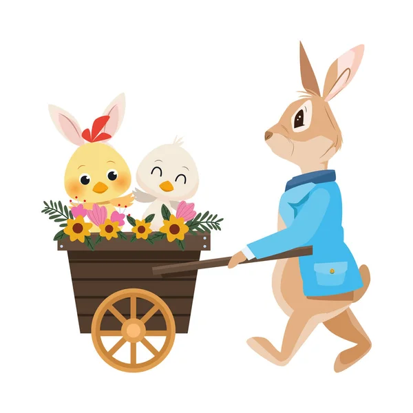 Uroczy mały królik Wielkanoc charakter — Wektor stockowy