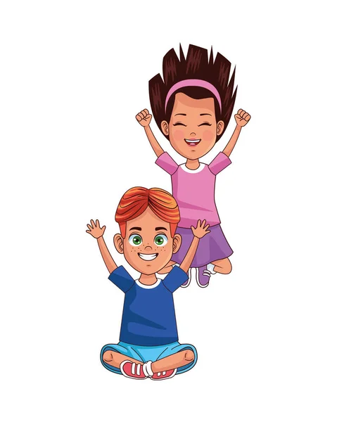 Happy little kids avatars characters — Stock Vector