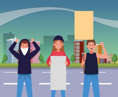 Pankartlarla protesto yapan aktivistler