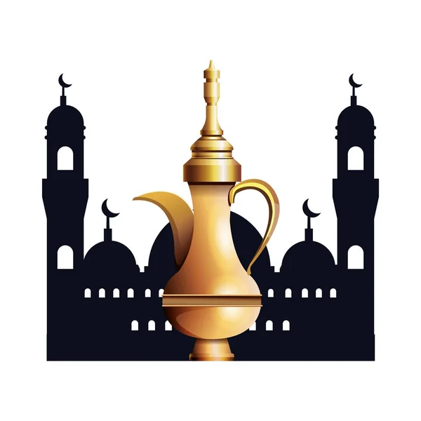 Тадж Махал Індіа античний пам'ятник з золотим чайником — стоковий вектор