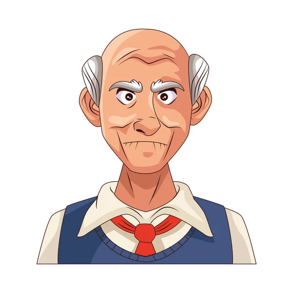 Yaşlı büyükbaba karakter izole simgesi — Stok Vektör