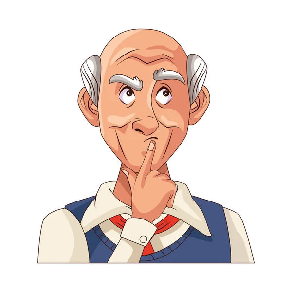 Viejo abuelo carácter aislado icono — Vector de stock