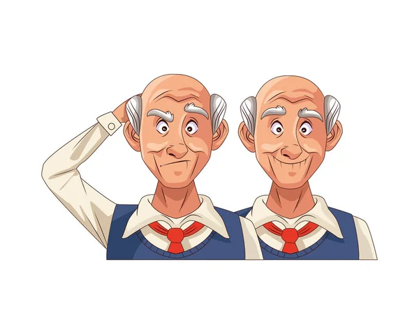 Bir çift yaşlı dede karakteri — Stok Vektör