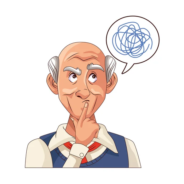 Viejo abuelo con garabato en el habla burbuja — Vector de stock