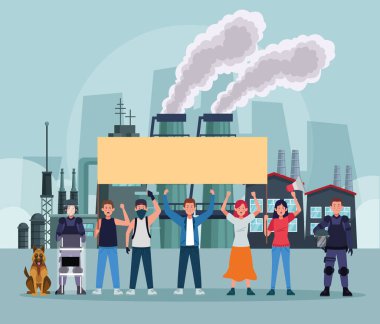 Çevik kuvvet polisi ve köpekle protesto eylemcileri