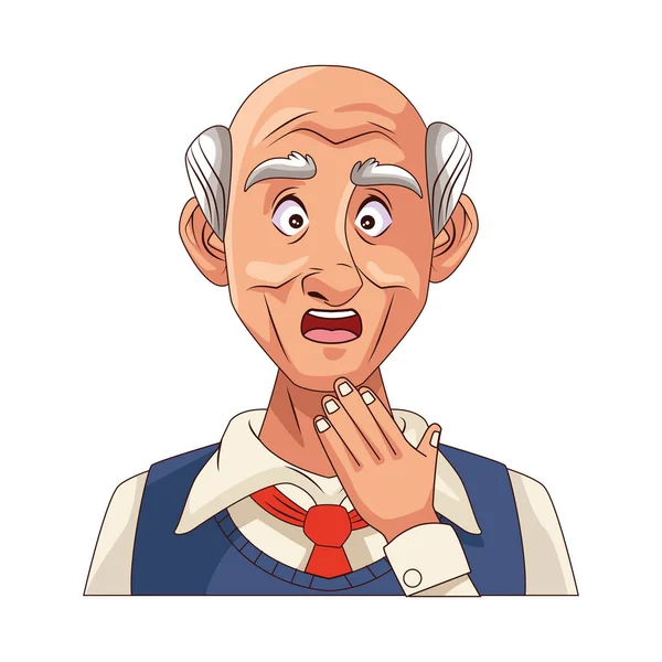 Viejo abuelo carácter aislado icono — Vector de stock