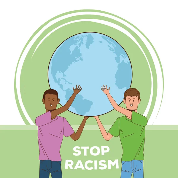 Beberapa orang antar ras menghentikan kampanye rasisme - Stok Vektor
