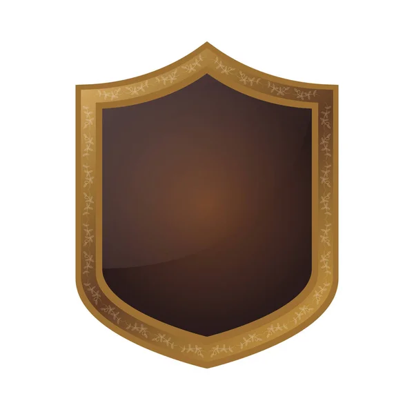 Emblema escudo dourado ícone isolado — Vetor de Stock