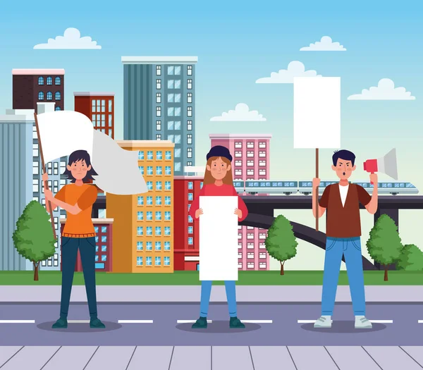 Pankartlarla protesto yapan aktivistler