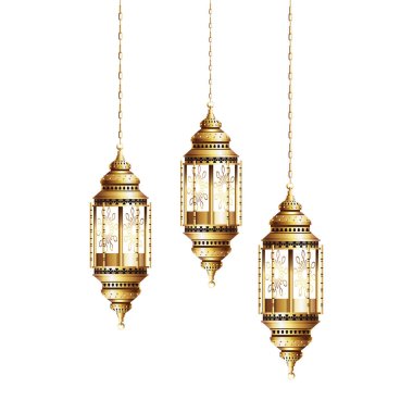 ramadan kareem golden lanterns hanging icons