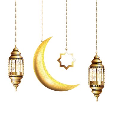 Ramazan Kareem 'in altın fenerleri dolunayla sallanıyor.