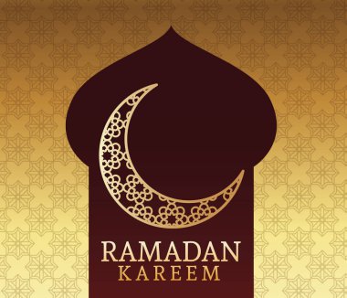 ramadan kareem celebration card with frame and moon