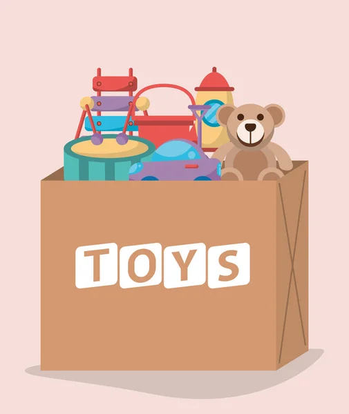 Zestaw zabawek dziecko izolowane ikony — Wektor stockowy