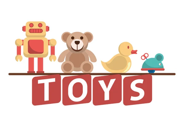 Set giocattoli baby icone isolate — Vettoriale Stock
