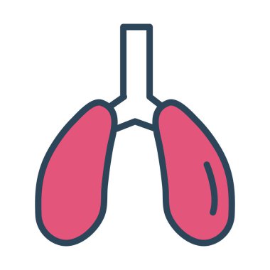 akciğerler insan organı yarı çizgi ve renk simgesi