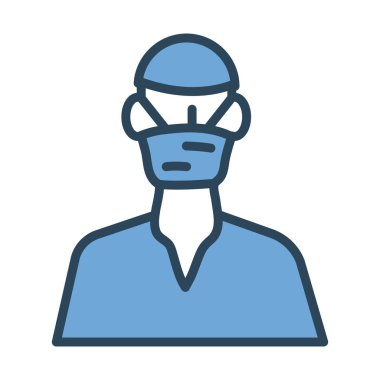 Cerrah işçi karakteri yarı çizgi ve renk tarzı simgesi