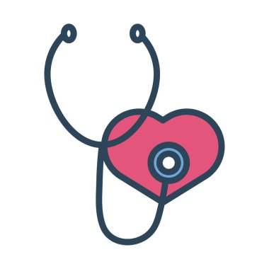 tıbbi steteskop aracı yarım çizgi ve renk simgesi