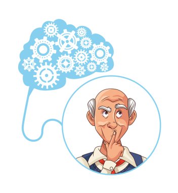 Vites makineli yaşlı adam Alzheimer hastası.