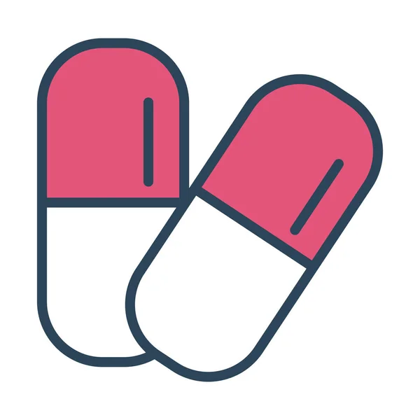 Médicaments capsules médicaments demi-ligne et icône de style de couleur — Image vectorielle