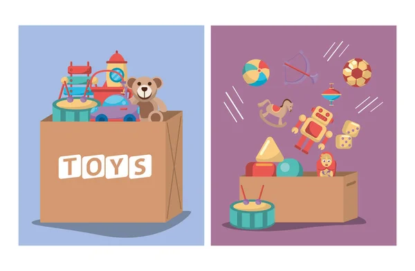 Definir brinquedos ícones isolados do bebê —  Vetores de Stock