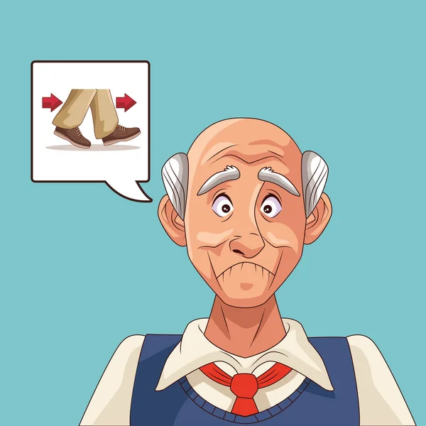 Vecchio paziente di malattia di Alzheimer con scarpe pensanti — Vettoriale Stock