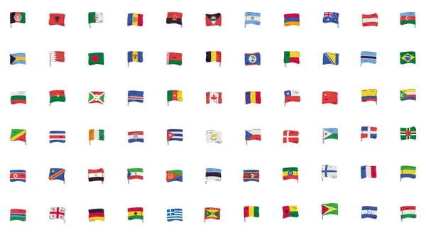 Paquet de drapeaux pays mis icônes — Image vectorielle