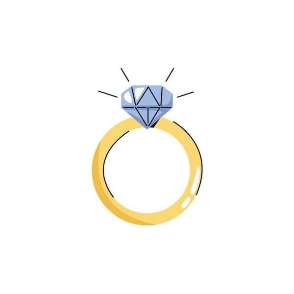 Prsten s diamantovou módní doplňky izolované ikony — Stockový vektor