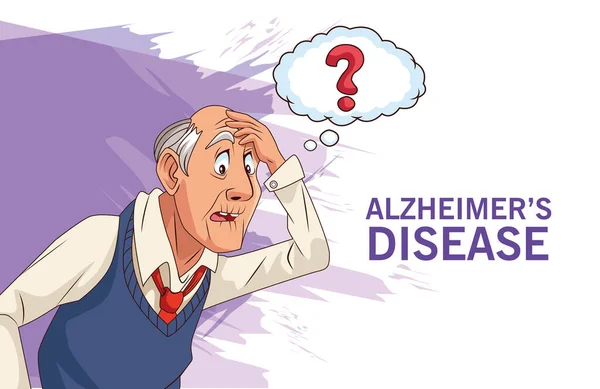 भाषण बुलबुला के साथ अल्जाइमर रोग के बूढ़े आदमी रोगी — स्टॉक वेक्टर