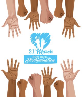 stop racism international day poster with clipart