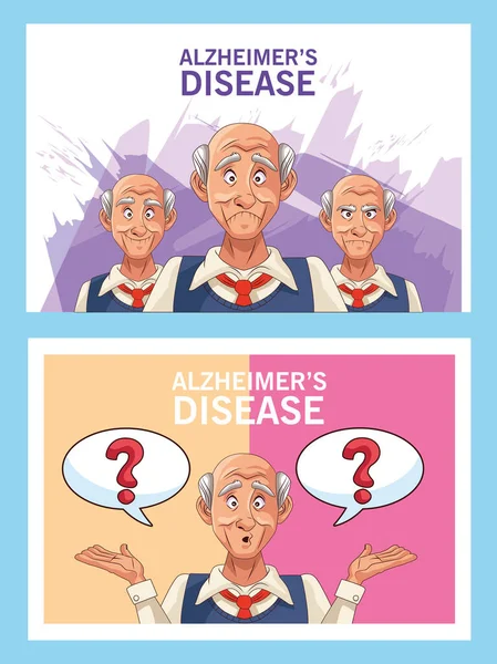Anziani pazienti con malattia di Alzheimer con bolle vocali — Vettoriale Stock