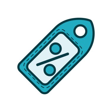 ticari etiket yüzde işareti biçiminde asılı