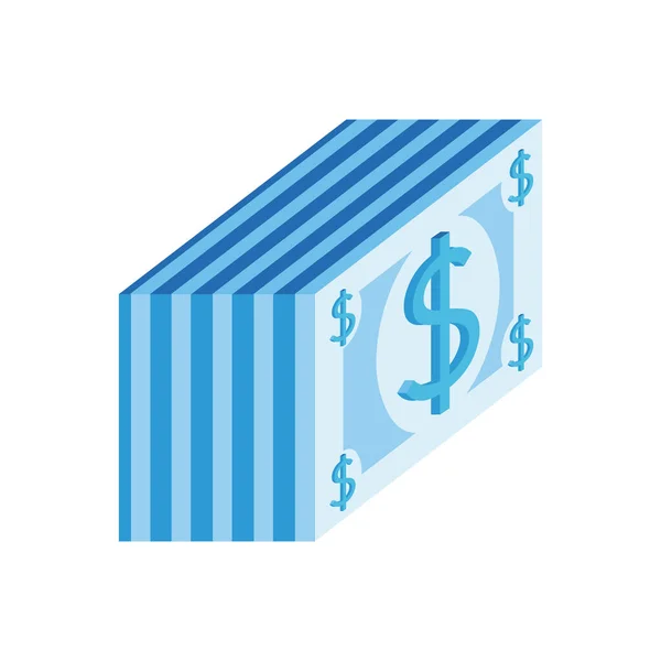 Banknoty pieniądze dolary izometryczny styl ikona — Wektor stockowy