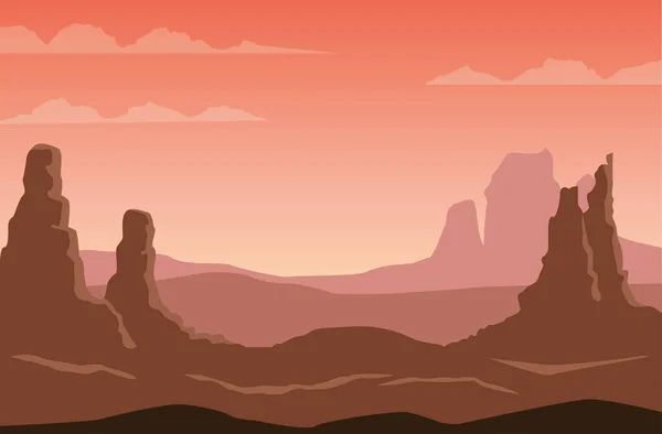Piękny krajobraz ze sceną pustyni — Wektor stockowy