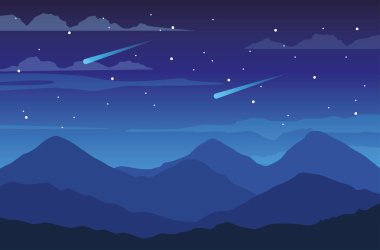 Dağlı güzel manzara, gece manzaralı.