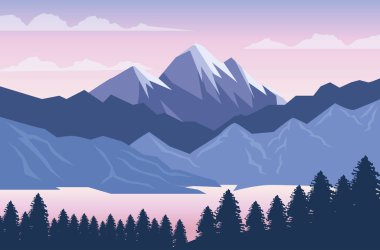 Ağaçlarla, ormanlarla ve dağlarla dolu güzel bir manzara.