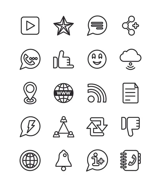Paquete de iconos de conjunto de redes sociales — Vector de stock