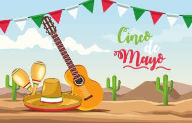 Cinco de mayonez kutlaması Gitar ve çöl sahnesiyle