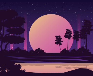 Ağaçlar ve göl manzaralı gezgin şehvet posteri