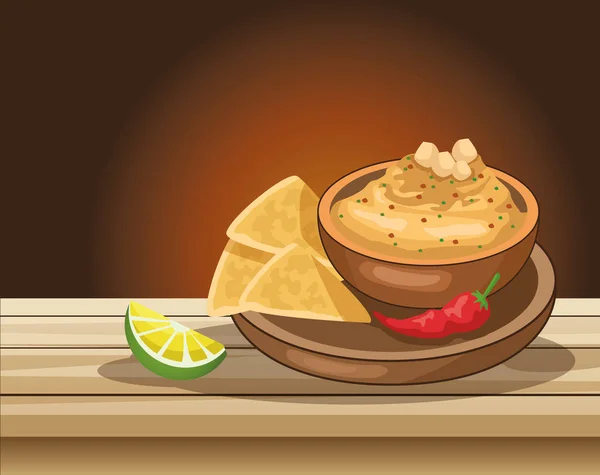 Cinco de mayonez kutlaması, masada lezzetli yemekler. — Stok Vektör