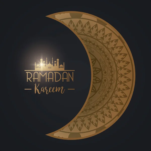 Karta ramadan kareem ze złotym księżycem — Wektor stockowy