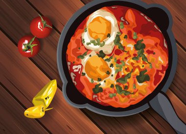 Ortadoğu yemekleri ahşap masada.