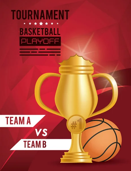 Baloncesto deporte globo y trofeo — Vector de stock