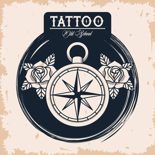 Compass guide tattoo studio image artistic — Stock Vector