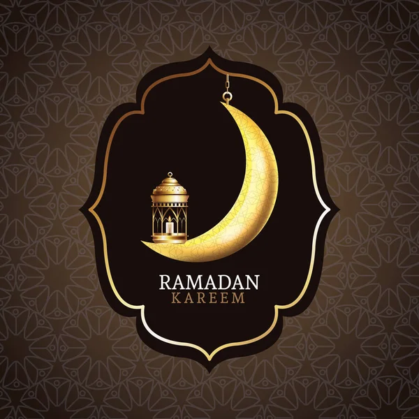 Рамадан Карем святкування з ліхтарями висять і місяць — стоковий вектор