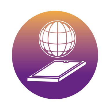 Küre tarayıcı blok biçim simgesine sahip akıllı telefon